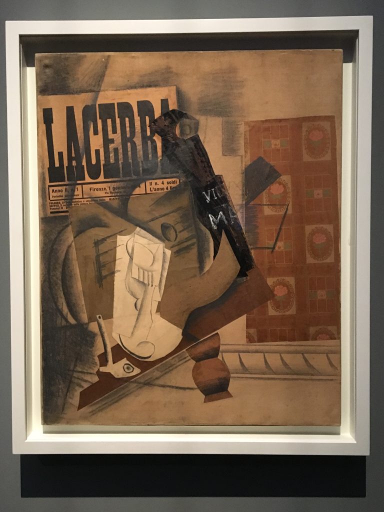 Pablo Picasso - Pipa, bicchiere, bottiglia di Vieux Marc e ( Lacerba) 1914 Collezione Peggy Guggenheim, Venezia